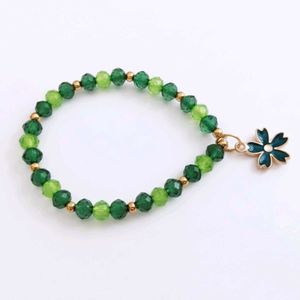 Green Beaded Flower Bracelet