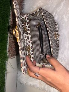 Animal Print Sling Bag With Chain