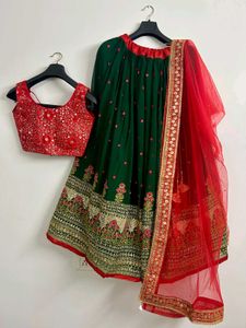 Red &amp; Green Combination Lengha Choli ❤️