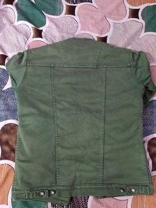 Green Sherpa Lined Denim Jacket