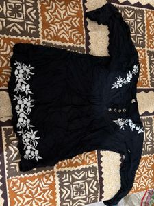 Embroidered Black Top