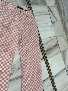 Pink Checkered Wide Leg Pants