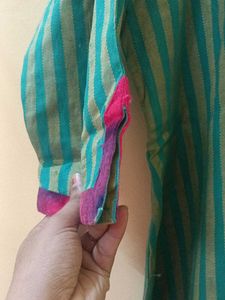 Striped Teal Tunic Top