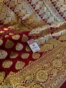 Bridal Maroon &amp; Gold Saree ♥️