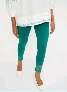 Sea Green Printed Foil Leggings