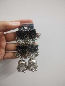 Silver and black Jhumka (Sale!)