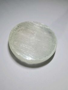 selenite mini disc plate stone cleansing charging