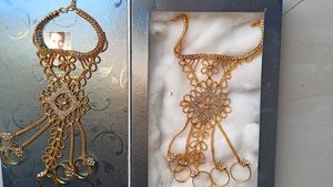 Gold Hand Chain Bracelet with Rings