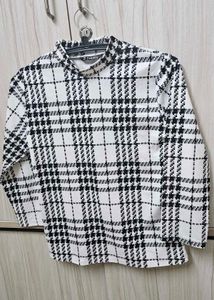 Shein Plaid Mock Neck Top
