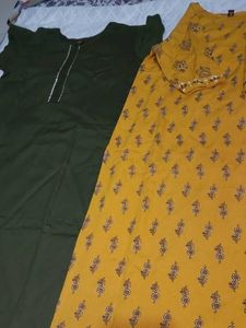 Hand Stitched Kurti Combo 💛💚 | 2 Kurtis + Earrin