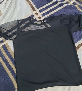 Crop Top With Net Neckline
