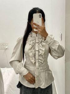 Victorian Elegant Ruffle Front Blouse