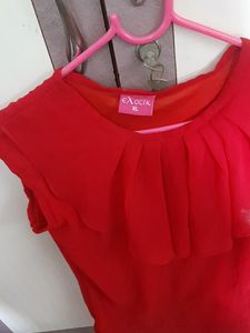 Exotic Red Ruffle Top - XL