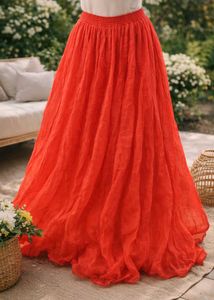 Elegant Red Maxi Skirt