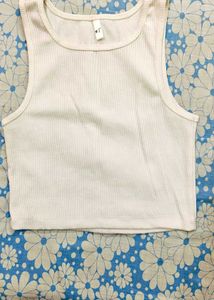 White Ribbed Tank Top