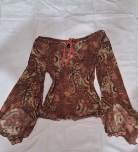 Boho Paisley Balloon Sleeve Top