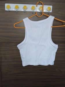 White Sleeveless Crop Tank Top