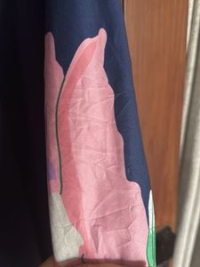 Floral Sleeve Navy Tee