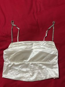 White Satin Chain Top