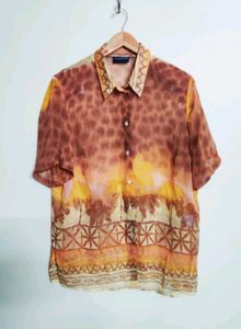Light Brown Printed Shirt Size-44