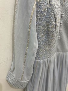 Lavender Ethnic Gown With Dupatta Beautiful Flare