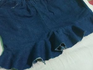 Denim Ruffle Mini Skirt