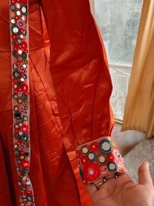 Orange Embroidered Maxi Dress
