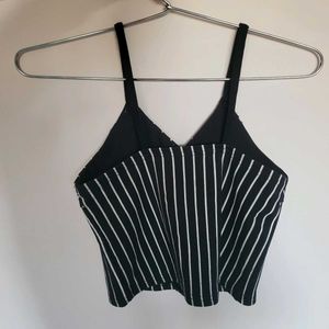 Black &amp; White Striped Crop Top