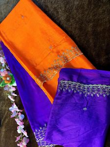 Purple Embroidered Saree