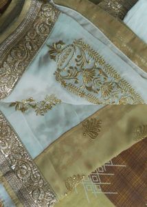Saree (White, Beige)