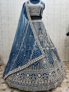 Elegant Blue Embroidered Lehenga Choli