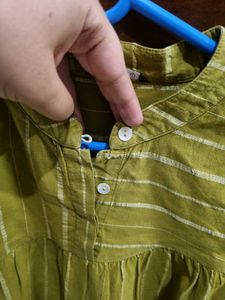 Cute Striped Green Kurti Short