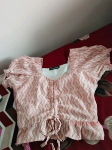 Pink Ruched Crop Top