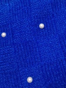 Blue Scarf with Pearls