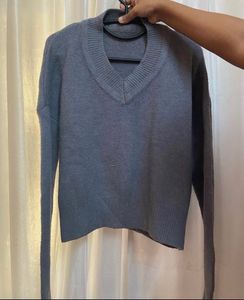 Gray V-Neck Sweater