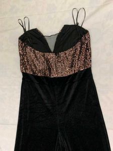 Sequin Top Velvet Jumpsuit