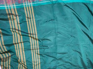 Green soft Saree with Peacock Border