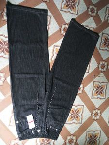 Wide Leg Black Denim Jeans