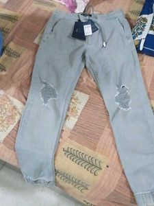Ripped Denim Joggers