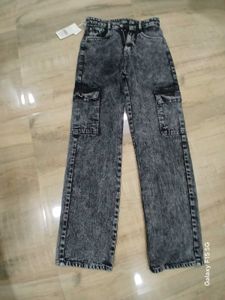 Acid Wash Cargo Jeans