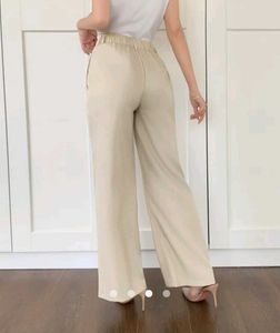 Elegant Beige Wide Leg Pants