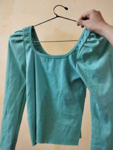 Green Puff Sleeve Top