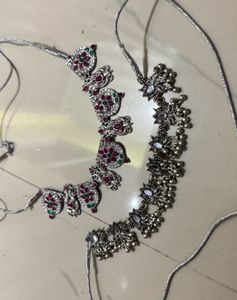 Ethnic Oxidized Silver Choker Necklace Set
