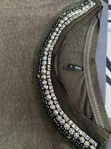 Only Olive Embellished Top - M