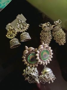 Three Oxidise Earrings Combo