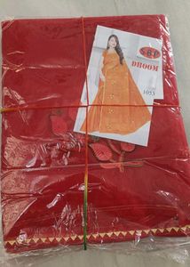 red embroidered saree