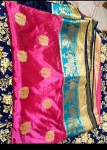 Pink &amp; Teal Silk Saree.  Buy Two One Free 🥰