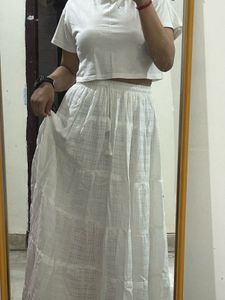 White Tiered Maxi Skirt
