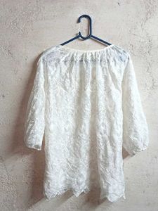 See-through Fashion Lace Blouse White