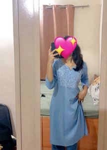 Blue Embroidered Kurta🥰